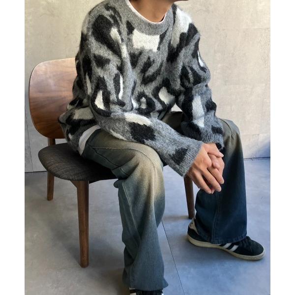 ニット セーター 「ユニセックス商品」レオパード柄オーバーサイズニットプルオーバー レディース メン...