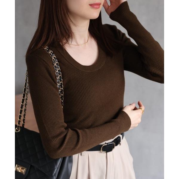 ニット セーター Uネックリブニット レディース