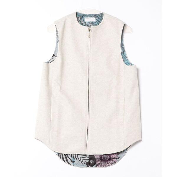 ダウンベスト ベスト (BD)「ihana」しまうま 裏地 圧縮ニット ベスト レディース