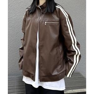Lana821 レザージャケット ライダース エコレザー ジップアップ