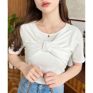 moment+ tシャツ 綿100％天竺.半袖ショルダーフリルTシャツ レディース