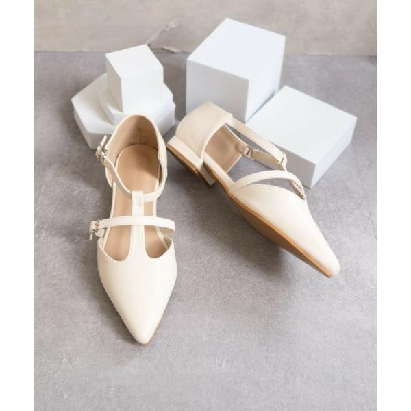 パンプス ポインテッドセパレートストラップパンプス