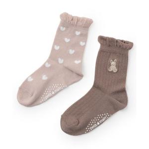 靴下 うさぎ&ハートクルーソックス2P キッズ ...の商品画像