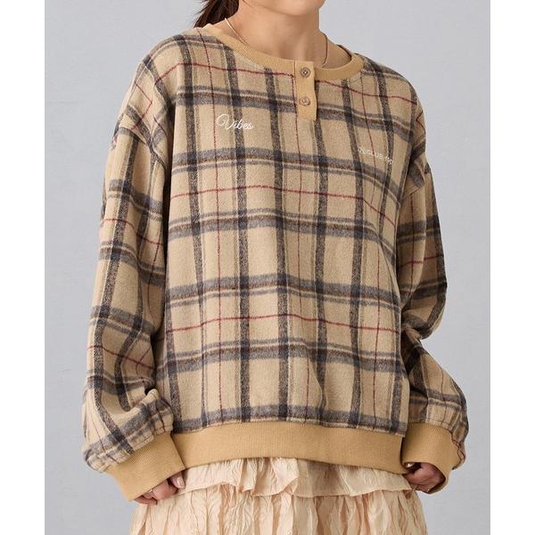 ブラウス シャツ シャギーチェックプルオーバー レディース