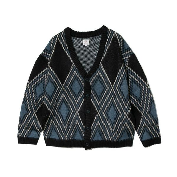 カーディガン Revo./レヴォ　モヘアライク ダイヤパターン カーディガン メンズ レディース