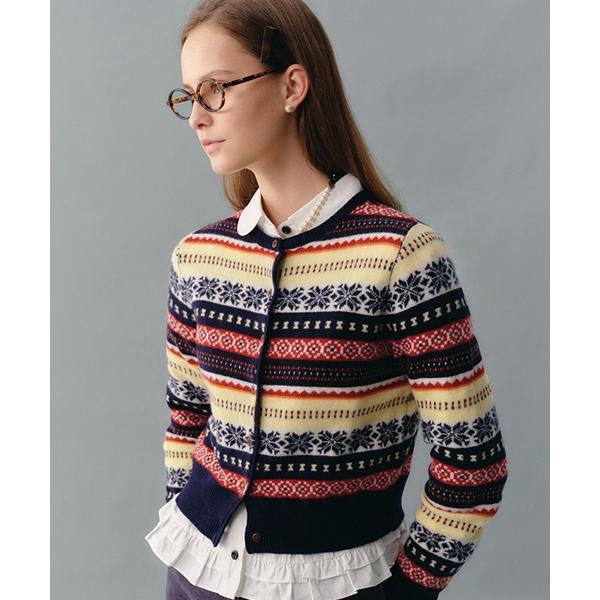 カーディガン ショート丈 フェアアイル柄 ウールニットカーディガン FD24S371「Fano St...