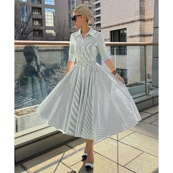 ワンピース オードリールックストライプドレス