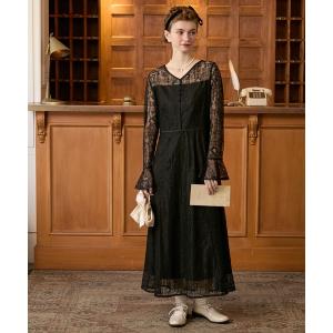 ドレス 「BONLECILL noir」サテンパイピング フラワーチェック柄総レースドレス｜ZOZOTOWN Yahoo!店