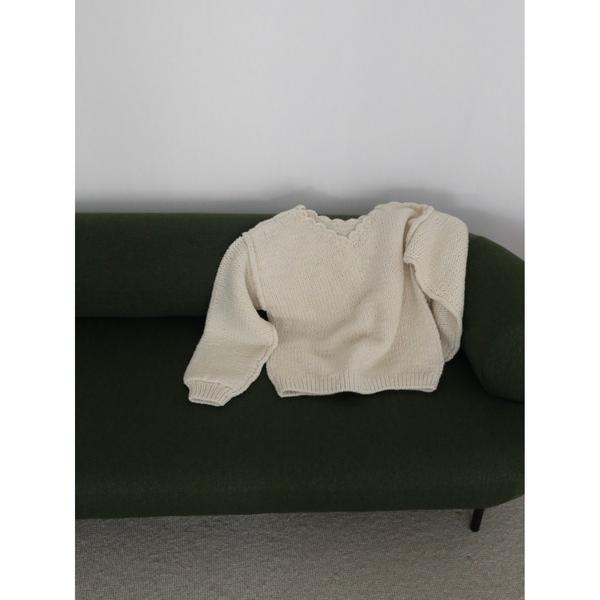 ニット セーター handmade scalloped frill knit レディース