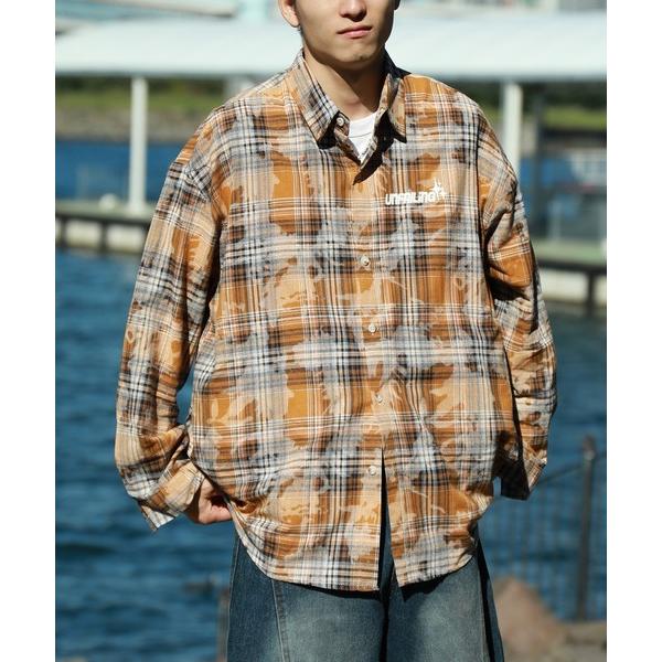 シャツ HOOK -select-　ウォッシュ風チェック柄オーバーシャツ メンズ レディース