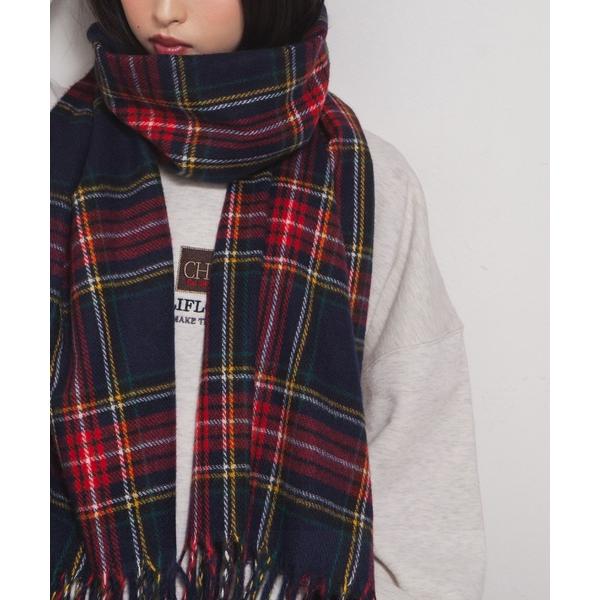 マフラー ストール ボリュームチェック柄マフラー レディース