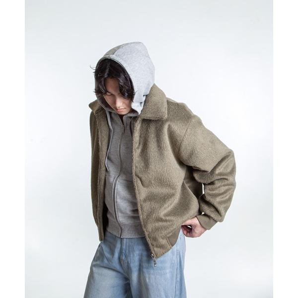 ブルゾン アウター 「White Line」 シャギー ジップ ブルゾン / 短丈 アウター メンズ...