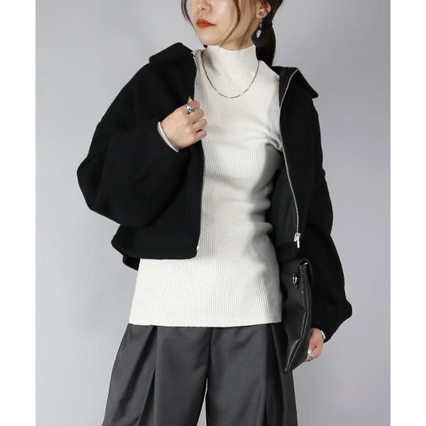 ブルゾン アウター フェイクウールボリュームスリーブショートブルゾン レディース メンズ