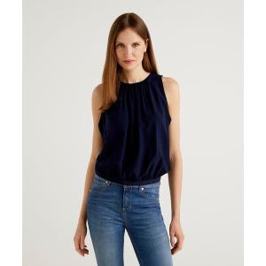 「BENETTON (UNITED COLORS OF BENETTON)」 ノースリーブブラウス SMALL ネイビー レディース