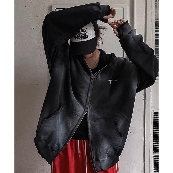 パーカー A'GEM/9 × .kom 「ARULE/アルール」スプレージップアップパーカー レディ...