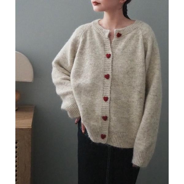 カーディガン heart button knit cardigan /ハートボタンニットカーディガン...