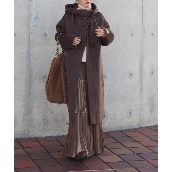 ダッフルコート コート hooded duffle long coat /スタンドカラーフーデットロ...