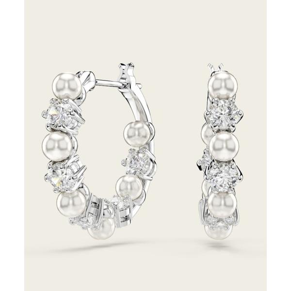 ピアス 「公式」「スワロフスキー」Matrix ドロップピアス クリスタル・パール， ラウンドカット...