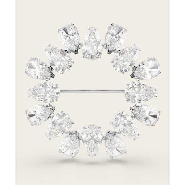 ブローチ 「公式」「スワロフスキー」Matrix ブローチ ペアカット， ホワイト， ロジウム・プレ...