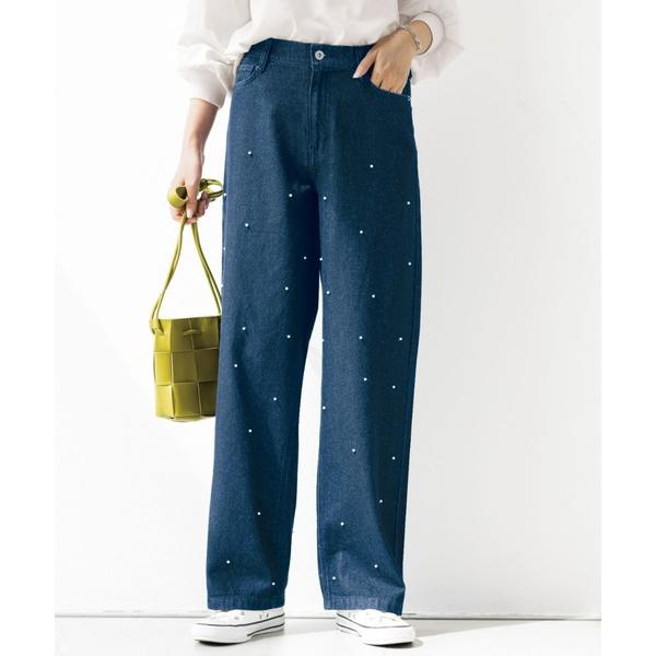パンツ コーデの主役！パールデニムパンツ／６９丈 レディース