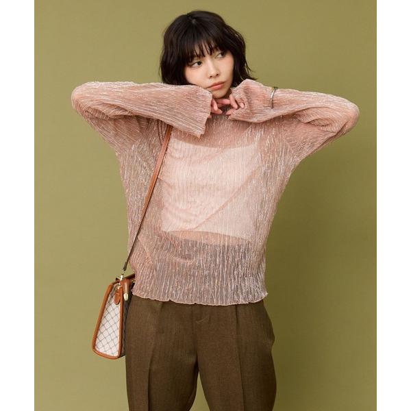 tシャツ 「FONT LAB」シアー×ラメワッシャーハイネック レディース
