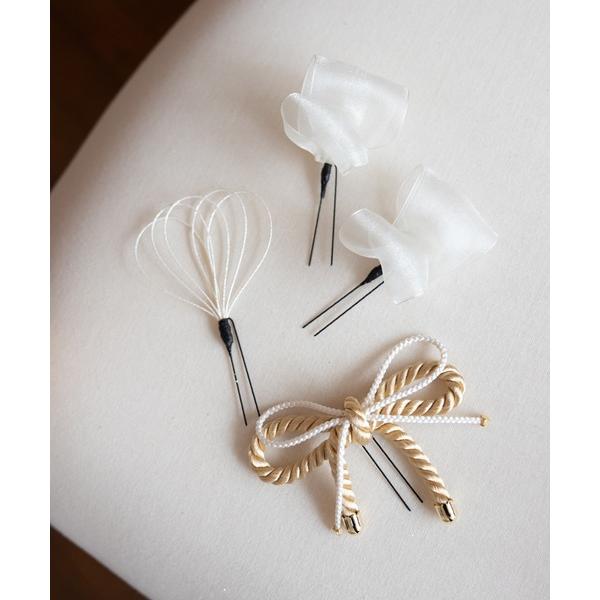 髪飾り　リボン・水引き4点セット レディース