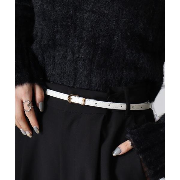 ベルト 細レザーシンプルベルト レディース