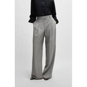 パンツ NAOMI x BOSS ピンストライプ バージンウールワイドレッグパンツ レディース