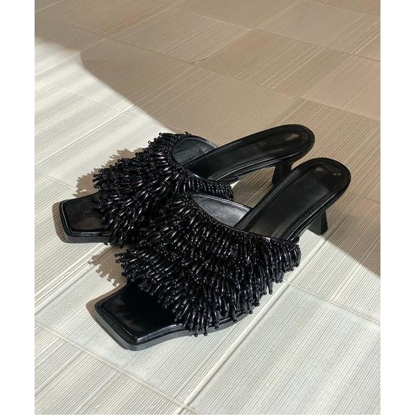サンダル SQUARE TOE BEADS SANDAL レディース