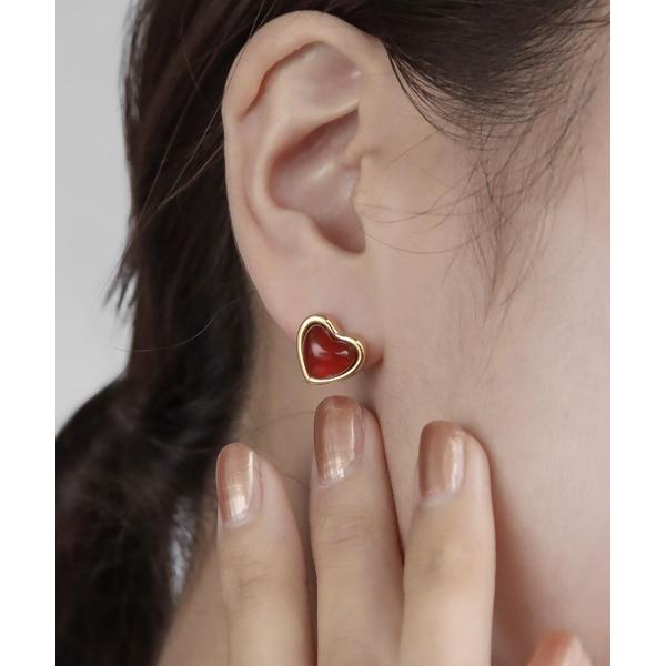 ピアス 入学式 金属アレルギー対応 天然石ハートモチーフピアス レディース