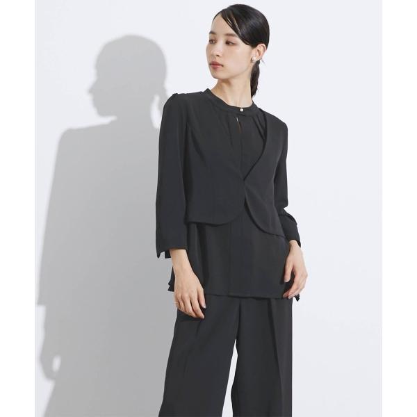 セットアップ 喪服・礼服｜洗える｜ボレロデザイン｜ショート丈ジャケット｜ワイドパンツ｜3点セット｜ジ...