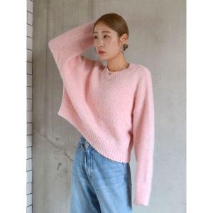 ニット セーター カラーモヘヤ混ルーズニット レディース