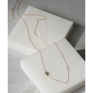 ネックレス K10 YG サイドスターネックレス /ダイヤモンド「queite」 レディース