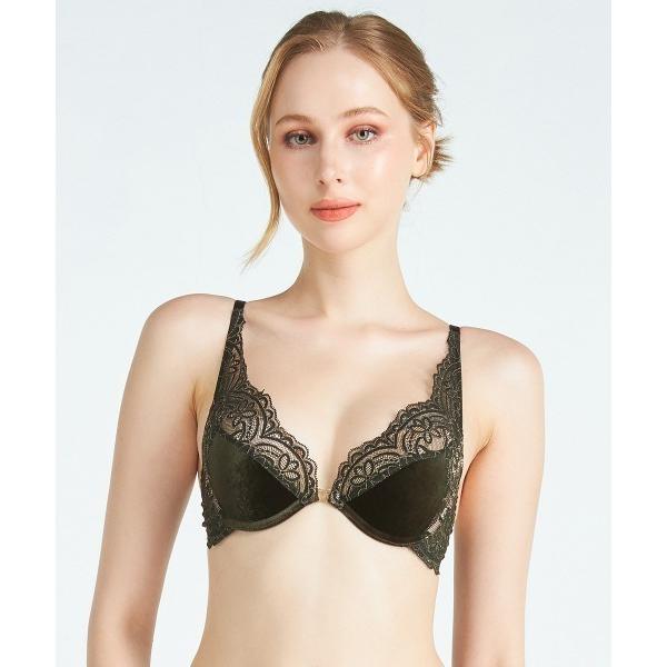 ブラジャー Velvet ベロア×レースモールドカップブラジャー