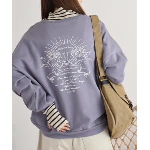 トレーナー スウェット spiritoso 裏起毛エンジェル刺繍プルオーバー レディース