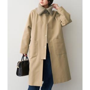 コート アウター コットンダブルクロスリブカラーコート レディース