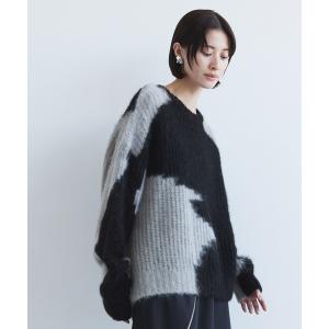 ニット セーター ランダムモチーフモヘアニット｜冬服 レディース