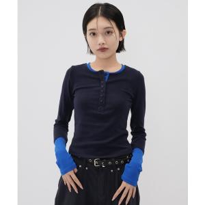 tシャツ 「ZOZO限定」ハーフボタン バイカラー トップス 長袖 カットソー「 秋冬新作 」 レディース