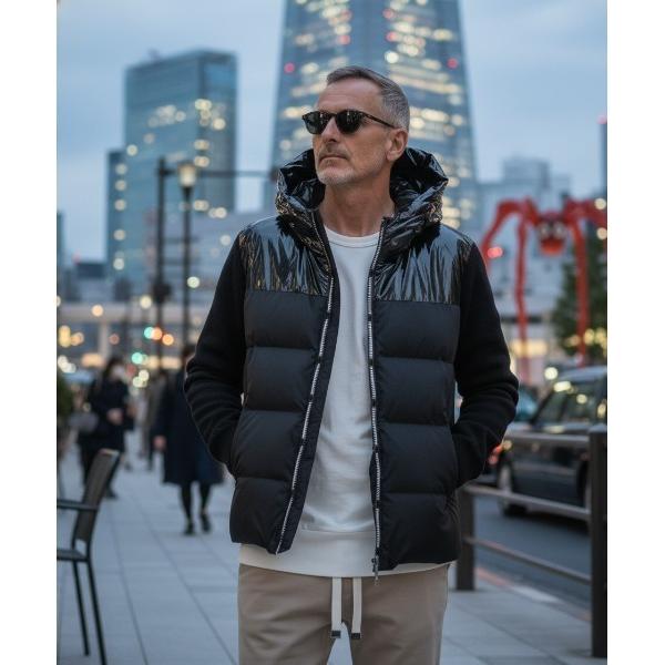 コート ジャケット 「1PIU1UGUALE3 RELAX」PADDED GLOSSY フーディ 秋...