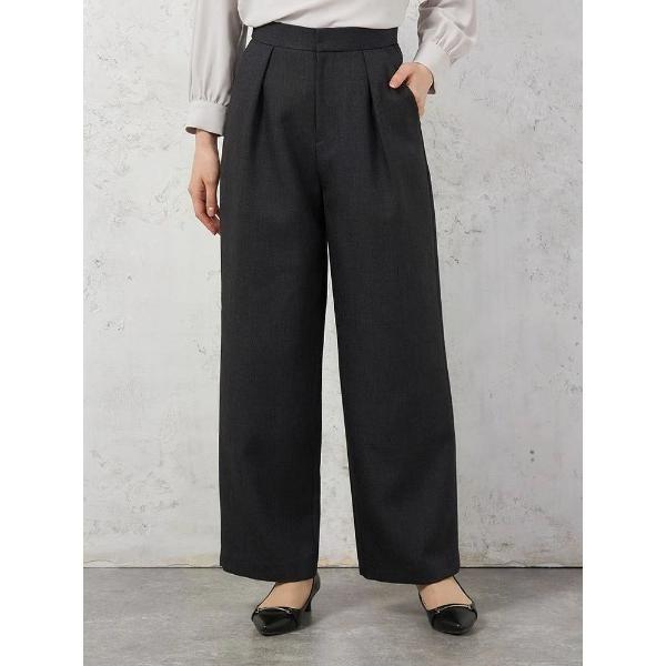 セレモニースーツ スラックス パンツ 「働ラク肩ラクスーツ」ウールライク ワイドパンツ ウォッシャブ...