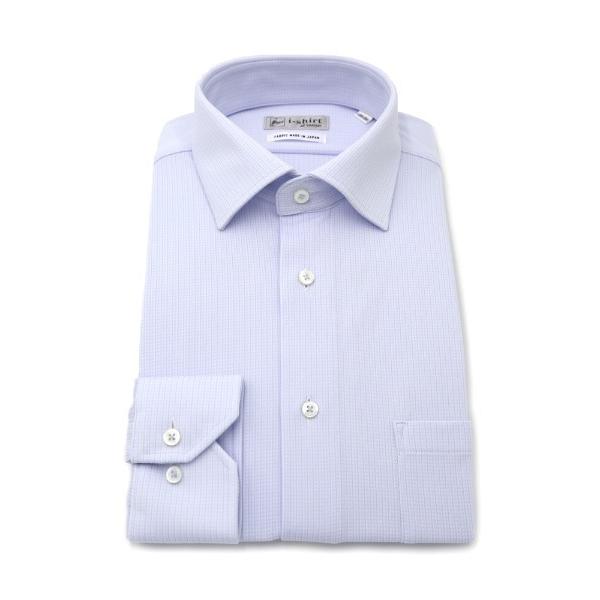 フォーマル シャツ 「完全ノーアイロン」長袖 アイシャツ セミワイド ストレッチ ミニチェック柄 i...