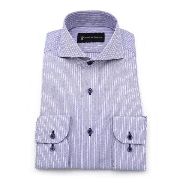 フォーマル シャツ 「形態安定」長袖ワイシャツ カッタウェイ ストライプ ビバリーヒルズポロクラブ ...