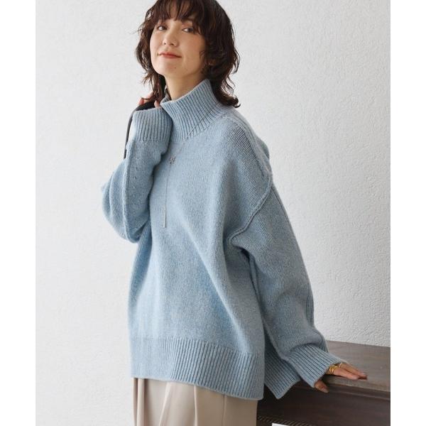 ニット セーター 「暖かな素材感/リバイバル」MIXヤーンタートルニット レディース