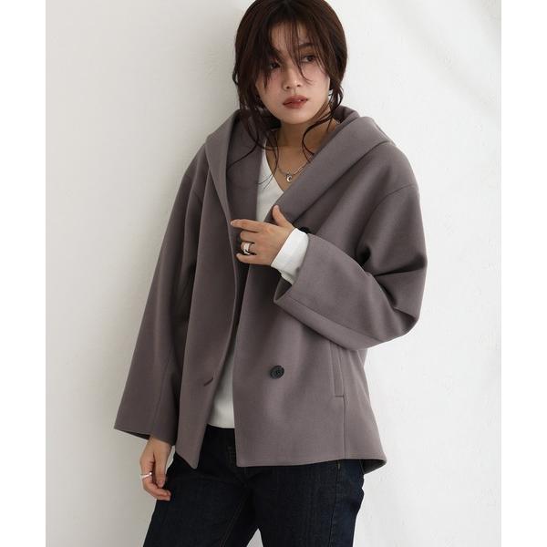 ステンカラーコート コート 家で洗えるフード付きジャケット レディース