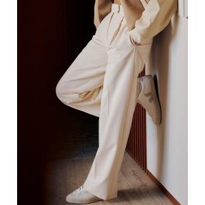 スラックス パンツ ヒールデザインスリムストレートパンツ レディース