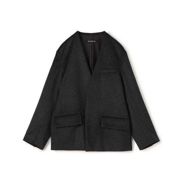 ジャケット ノーカラージャケット スムースビーバー カラーレスジャケット メンズ