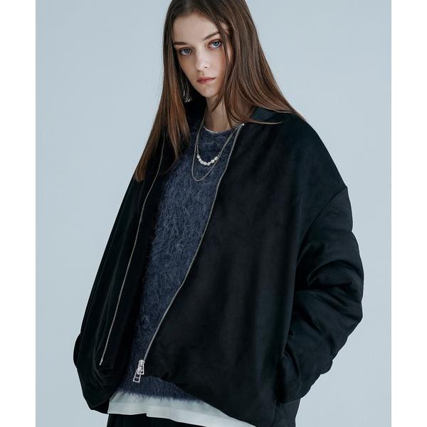 ブルゾン アウター ルーズシルエットフェイクスウェードパデッドジャケット メンズ レディース