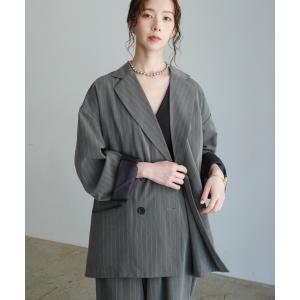 ジャケット テーラードジャケット はなのきえり - ルーズピンストライプテーラードジャケット made in INTERFACTORY レディース