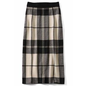 スカート ＩＥＤＩＴ　ビッグチェック柄のＩラインニットスカート