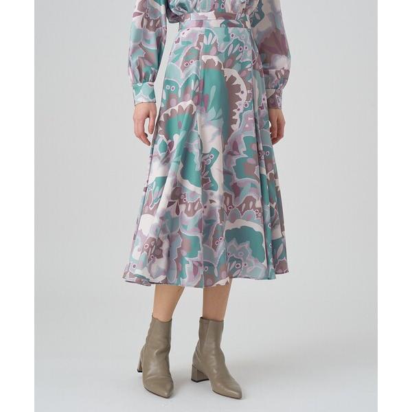スカート 「セットアップ対応商品」アートフラワープリントマチフレア スカート